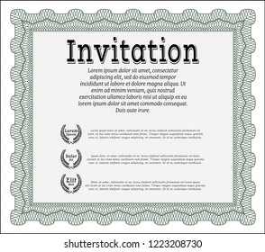 Green Invitation template. With linear background. Good design. Customizable, Easy to edit and change colors. 