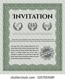 Green Invitation template. Lovely design. Printer friendly. Customizable, Easy to edit and change colors. 