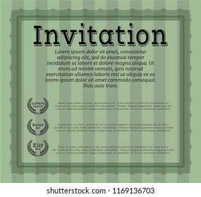 Green Invitation template. Lovely design. Customizable, Easy to edit and change colors. Printer friendly. 