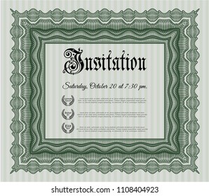 Green Invitation template. Modern design. With background. Customizable, Easy to edit and change colors. 