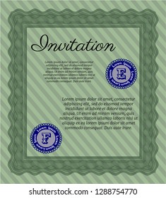 Green Invitation template. Modern design. Customizable, Easy to edit and change colors. With complex background. 