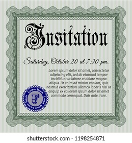 Green Invitation template. Money Pattern design. Vector illustration. With complex background. 