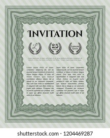 Green Invitation template. Money Pattern design. Vector illustration. Printer friendly. 