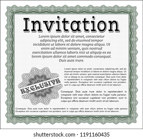 Green Invitation template. Nice design. Customizable, Easy to edit and change colors. Printer friendly. 