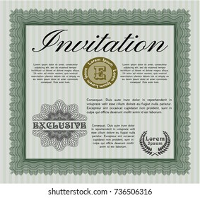 Green Invitation template. Nice design. Vector illustration. With background. 