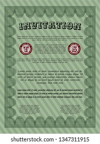 Green Invitation template. Perfect design. Customizable, Easy to edit and change colors. Easy to print. 