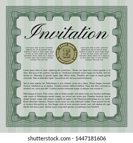 Green Invitation template. Printer friendly. Customizable, Easy to edit and change colors. Artistry design. 