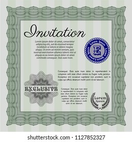 Green Invitation template. With quality background. Beauty design. Customizable, Easy to edit and change colors. 