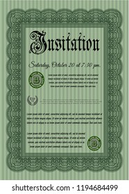 Green Invitation template. With quality background. Detailed. Perfect design. 