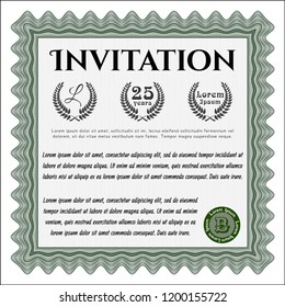 Green Invitation template. With quality background. Money Pattern design. Customizable, Easy to edit and change colors. 
