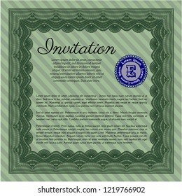 Green Invitation template. With quality background. Money Pattern design. Customizable, Easy to edit and change colors. 