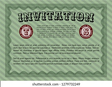 Green Invitation template. With quality background. Vector illustration. Sophisticated design. 