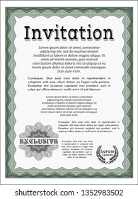 Green Invitation template. With quality background. Superior design. Customizable, Easy to edit and change colors. 