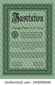 Green Invitation template. With quality background. Customizable, Easy to edit and change colors. Excellent design. 