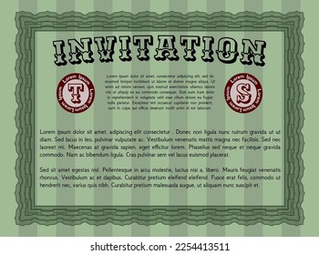 Green Invitation template. Sophisticated design. With quality background.  