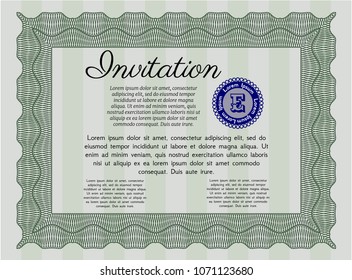 Green Invitation template. Vector illustration. With background. Retro design. 