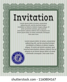 Green Invitation template. Vector illustration. With quality background. Modern design. 