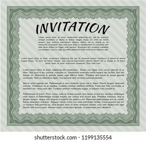 Green Invitation template. Vector illustration. Easy to print. Money design. 