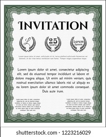 Green Invitation template. Vector illustration. With quality background. Good design. 