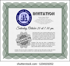 Green Invitation template. Vector illustration. With quality background. Superior design. 