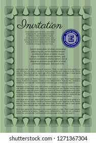 Green Invitation template. Vector illustration. With quality background. Modern design. 