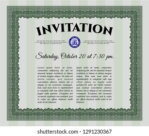 Green Invitation template. Vector illustration. With quality background. Elegant design. 