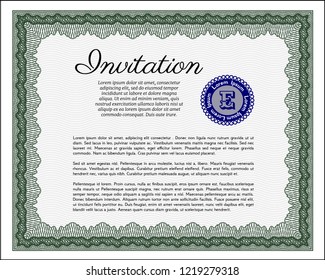 Green Invitation. Vector illustration. With complex background. Nice design. 