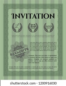 Green Invitation. Vector illustration. With quality background. Artistry design. 