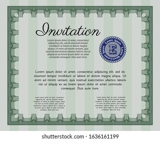 Green Invitation. Vector illustration. With quality background. Lovely design. 