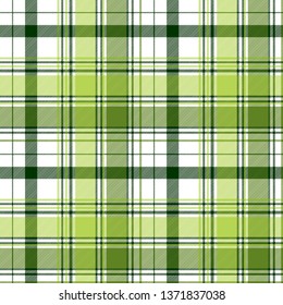 Green ireland abstract check textile seamless pattern. Vector illustration.