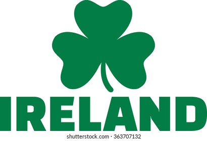 Green Ireland word with clover