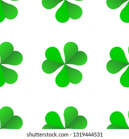 Green Irish Clover for St. Patricks Day. Seamless vector pattern texture
