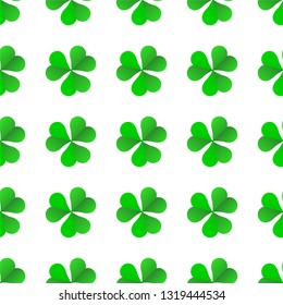 Green Irish Clover for St. Patricks Day. Seamless vector pattern texture