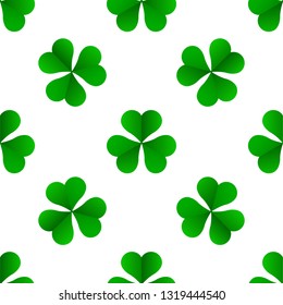 Green Irish Clover for St. Patricks Day. Seamless vector pattern texture