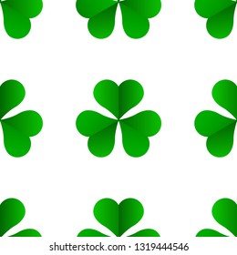 Green Irish Clover for St. Patricks Day. Seamless vector pattern texture