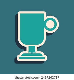 Green Irish coffee icon isolated on green background. Long shadow style. Vector