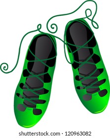 Green Irish dancing soft shoes