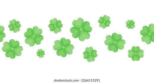 Green Irish symbol of Good Luck. Vector seamless pattern of green clover for St. Patrick's Day greeting card design.