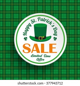 Green irish tartan background for St. Patrick's Day sale. Eps 10 vector file.