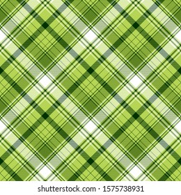 Green irish tartan fabric texture. Vector illustration.