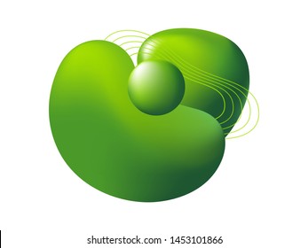 Green irregular abstract graphic element. Dynamical colored form and line. Abstract banner with irregular shapes. Template for logo, flyer, presentation design. Vector illustration
