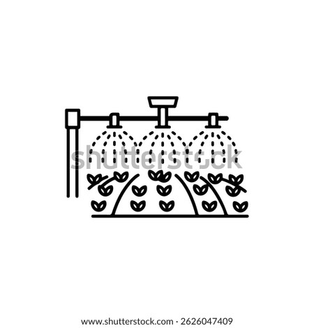 Green Irrigation System Spraying Water Across Field of Crops