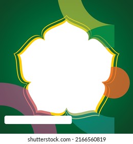 Plantilla de marco de twibbon del evento islámico verde diseño de ilustración vectorial
