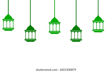Green Islamic lantern clip art element isloated in white background. Eid mubarak graphic element printable vector
