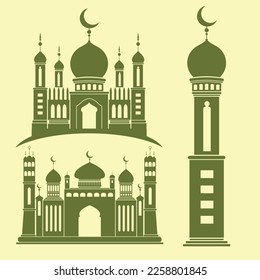 Kollektion der grünen Islamischen Moschee und der Säule