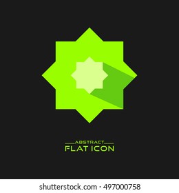Green Islamic Octagonal Icon. Abstract Flat Icon. Vector.Eps.10