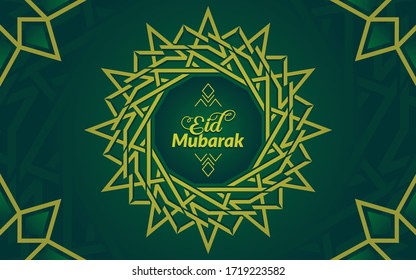 Fondo de adorno islámico verde para los saludos de Eid