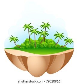 Green Island with palm trees and sand