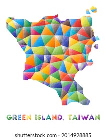 Green Island, Taiwan - colorful low poly island shape. Multicolor geometric triangles. Modern trendy design. Vector illustration.