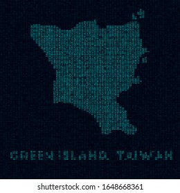 Green Island, Taiwan tech map. Symbol in digital style. Cyber map of Green Island, Taiwan with name. Awesome vector illustration.